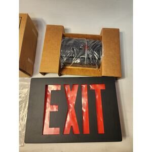 Lithonia Lighting Exit Sign Black Frame Red Letters LE-S-B-1-R-120/277-EL-N